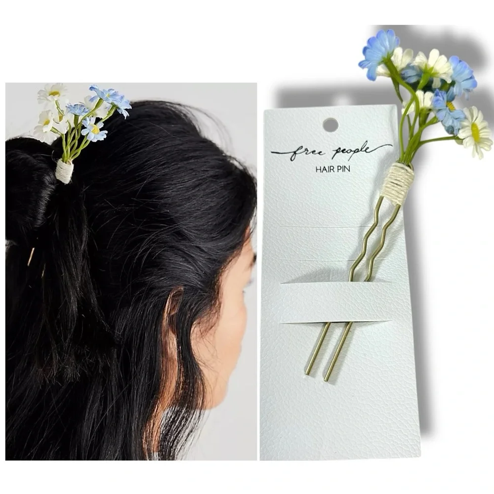 Free People Bohemian Retro 70s Flower Child Take It Eazy Daisy Bouquet Hair Pin